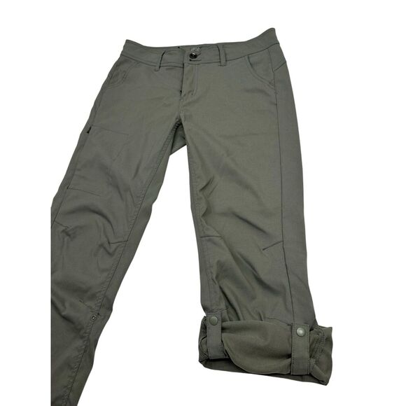 PRANA Size 8 Drawstring Snap Roll-Up Dark Green Pants Utility Outdoor Hiking - Picture 5 of 11